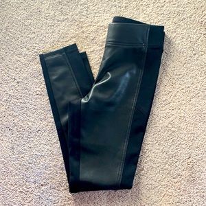 Women’s black leather/cotton leggings